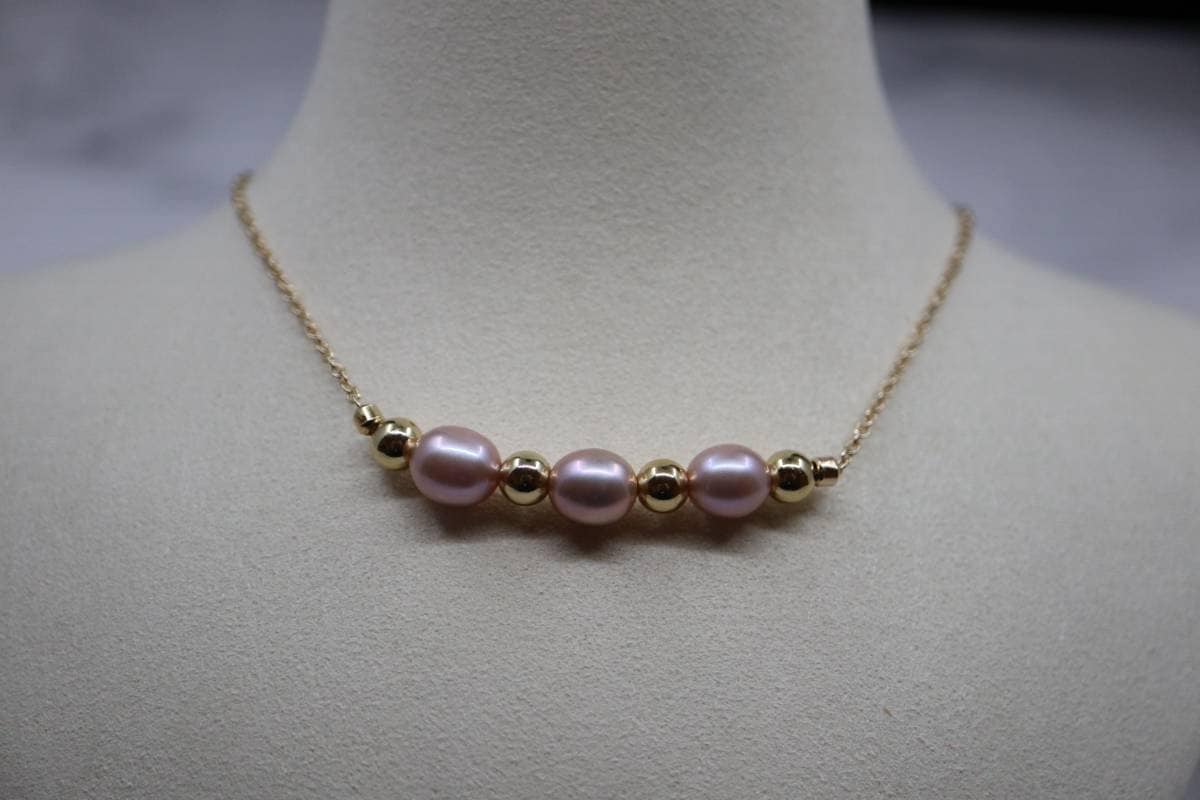Necklace for women, Necklace Chain, Natural Pink Pearl Necklace, Gold Chain, Pearl Necklace,