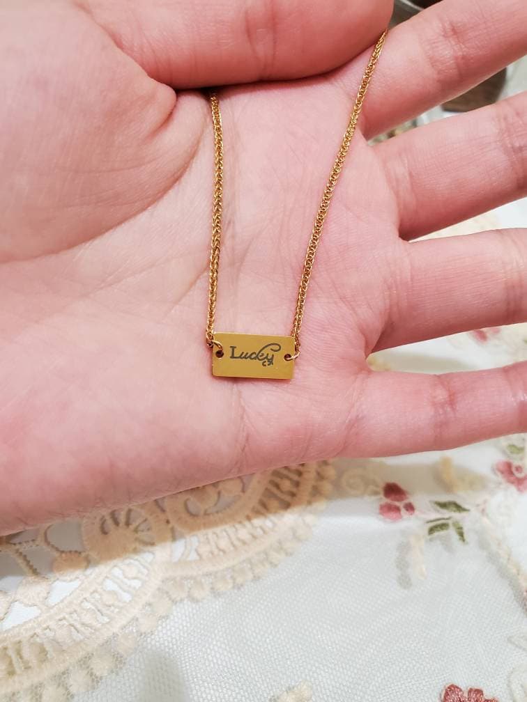 Gold Plated Stainless Steel Necklace, Water friendly Necklace, Tarnish Free Gold Necklace, Lucky Charm