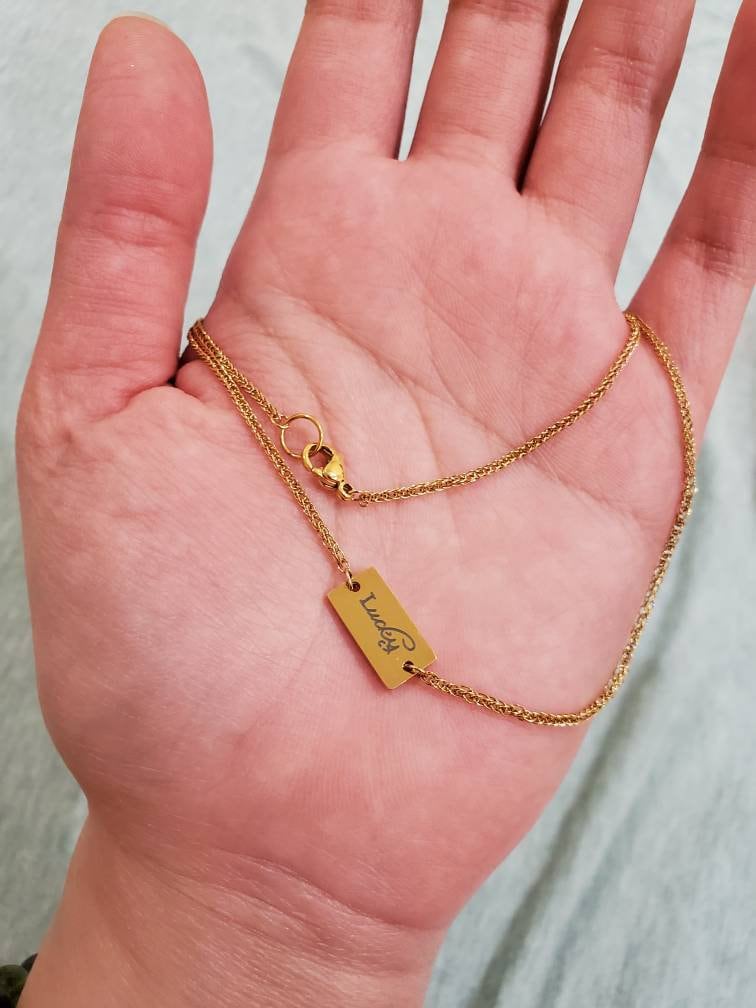 Gold Plated Stainless Steel Necklace, Water friendly Necklace, Tarnish Free Gold Necklace, Lucky Charm