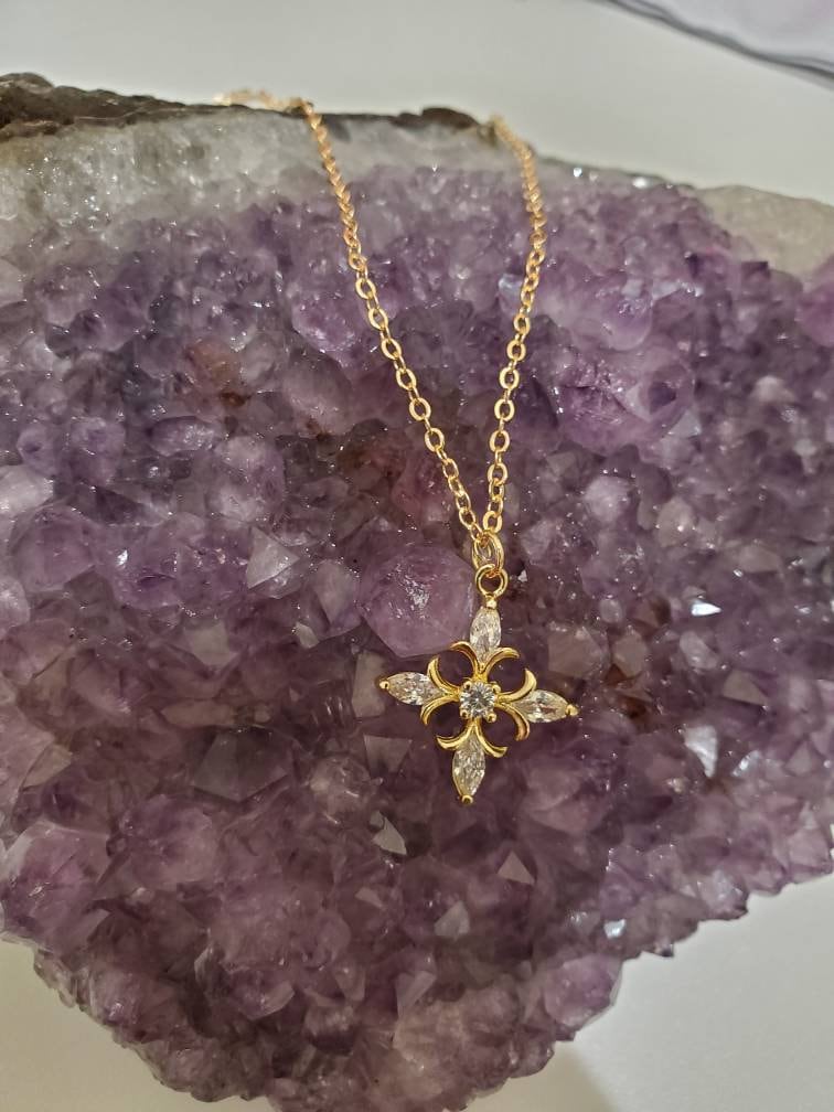 14K Gold Plated Vintage Cross Necklace