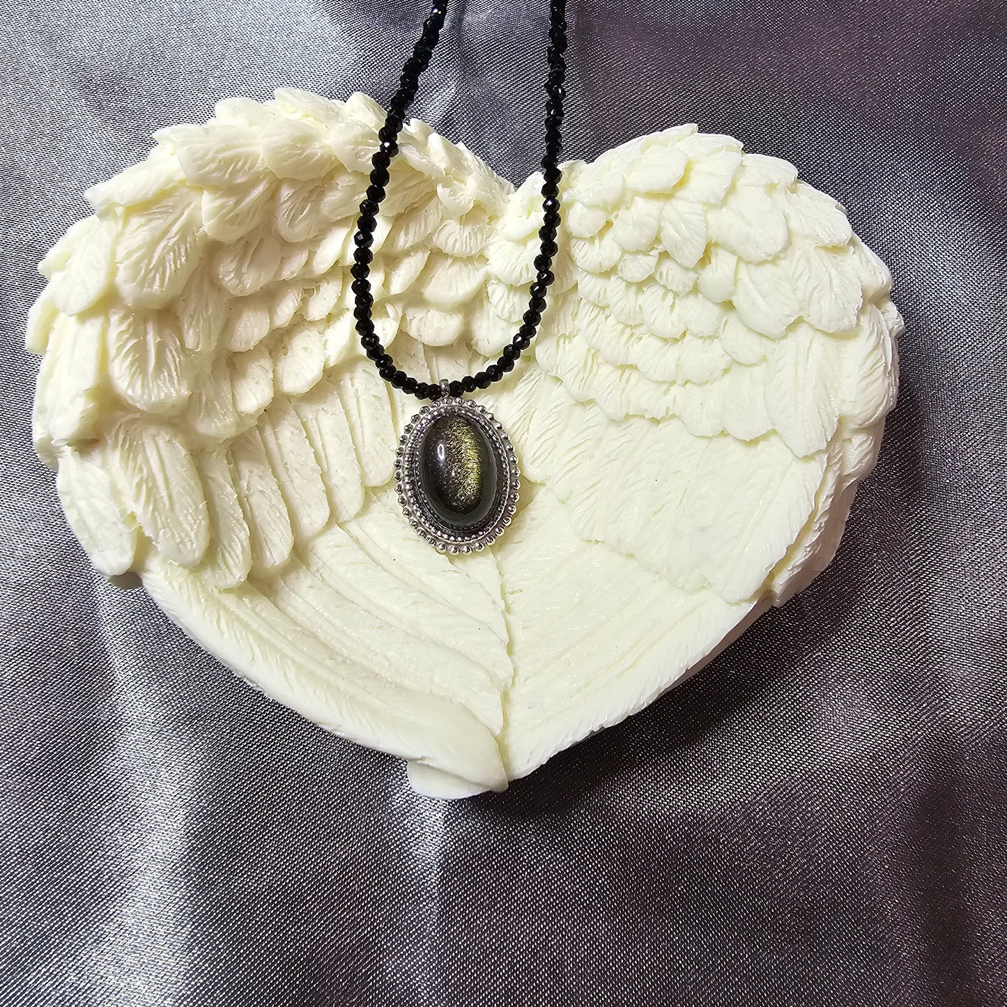 Spinel Chocker and Necklace with Golden Obsidian Stone