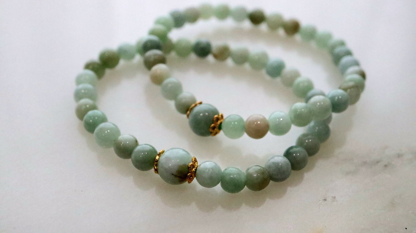 Burmese Jade Bracelect, Jade Bead Bracelet, Genuine Burmese Jade