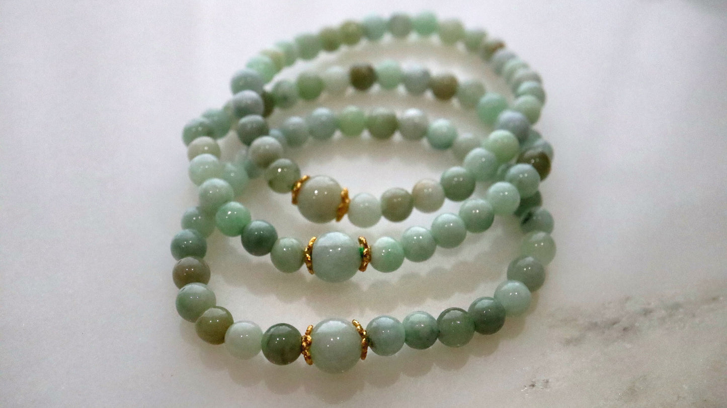 Burmese Jade Bracelect, Jade Bead Bracelet, Genuine Burmese Jade