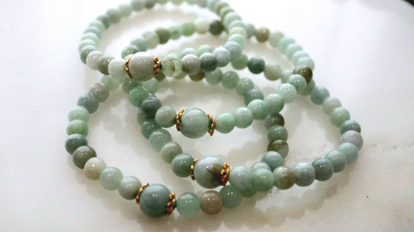 Burmese Jade Bracelect, Jade Bead Bracelet, Genuine Burmese Jade