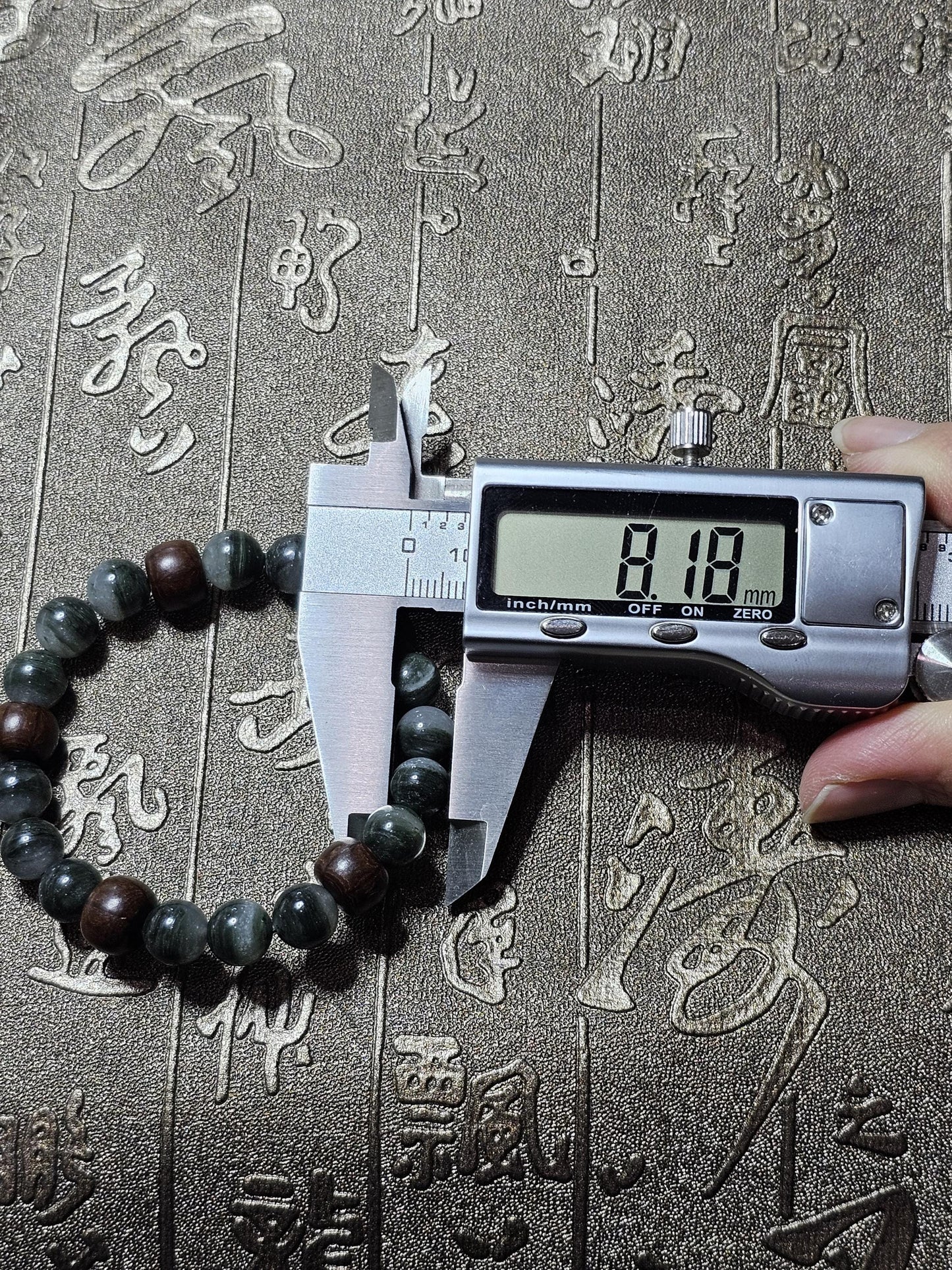 Green Phantom Bracelect, Wood Bracelet, Green Phantom Crystal, Abelia Wood, Work Energy,Regeneration