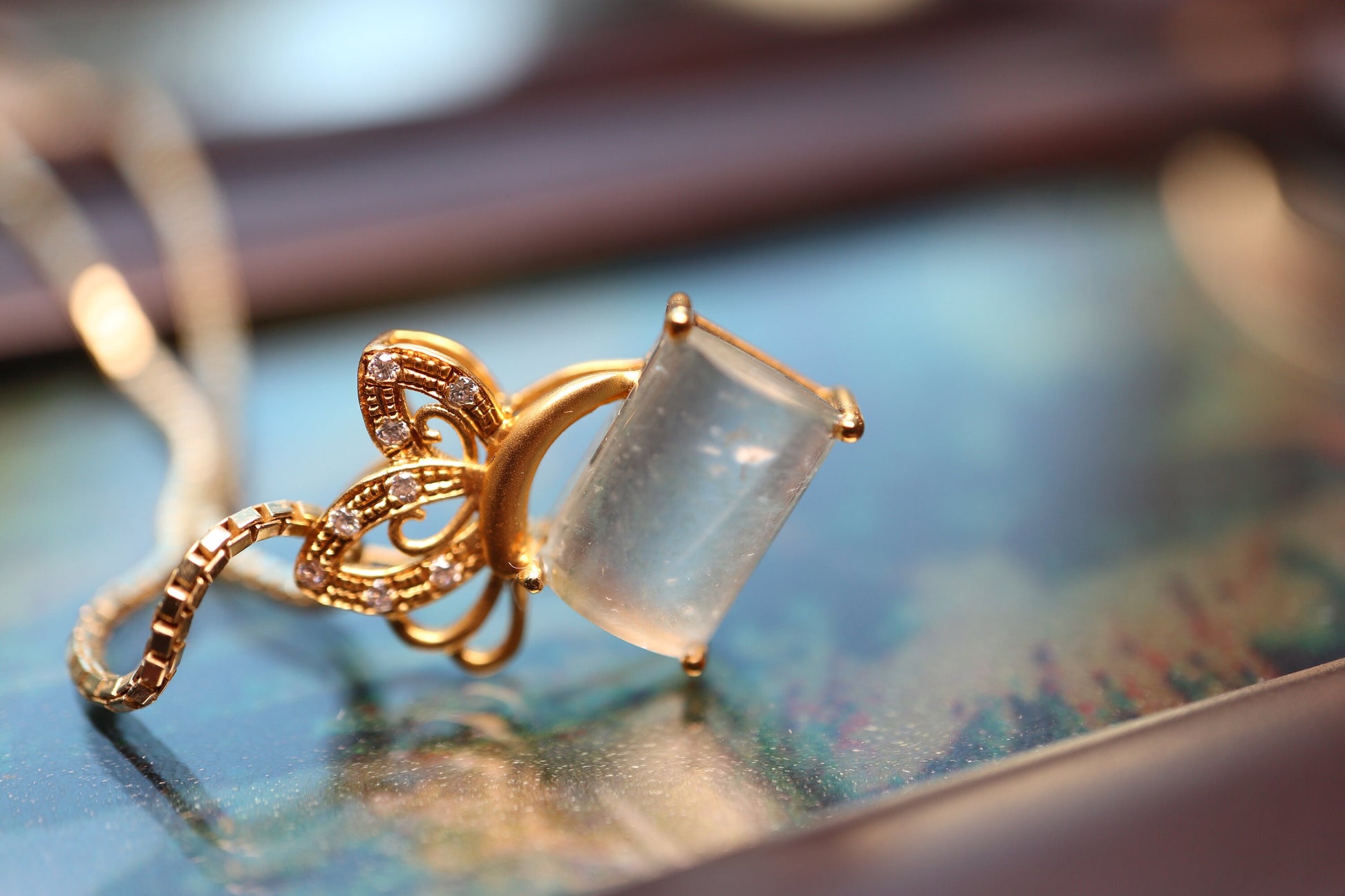 Premium Jade, Butterfly Pendant, Gold Pendant, Diamond Pendant, Jade Pendant