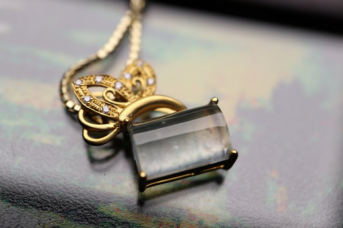 Premium Jade, Butterfly Pendant, Gold Pendant, Diamond Pendant, Jade Pendant