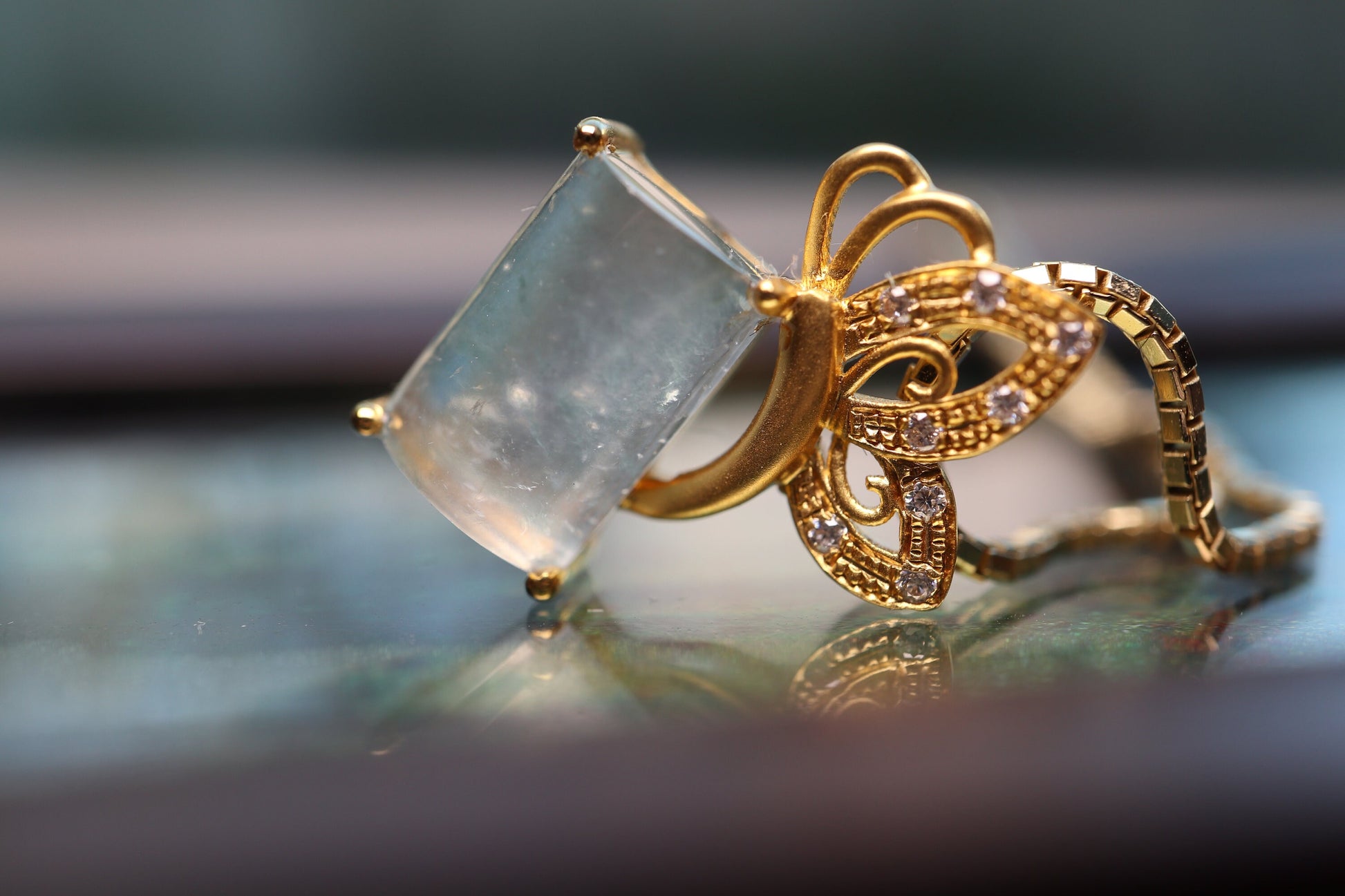 Premium Jade, Butterfly Pendant, Gold Pendant, Diamond Pendant, Jade Pendant