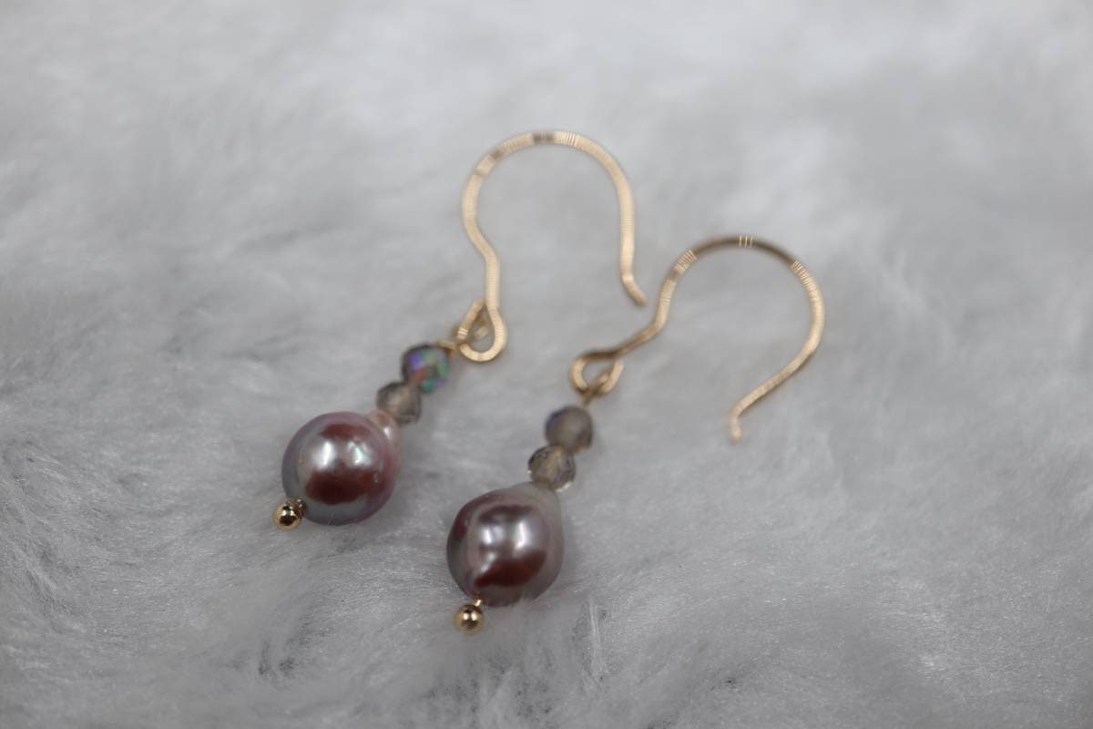 Gold Earrings, Earrings, Drop Earrings, Baroque Pearl, Crystal Bead Earrings, Real Pearl Earrings, Girly Earrings, Nickel Free Earrings