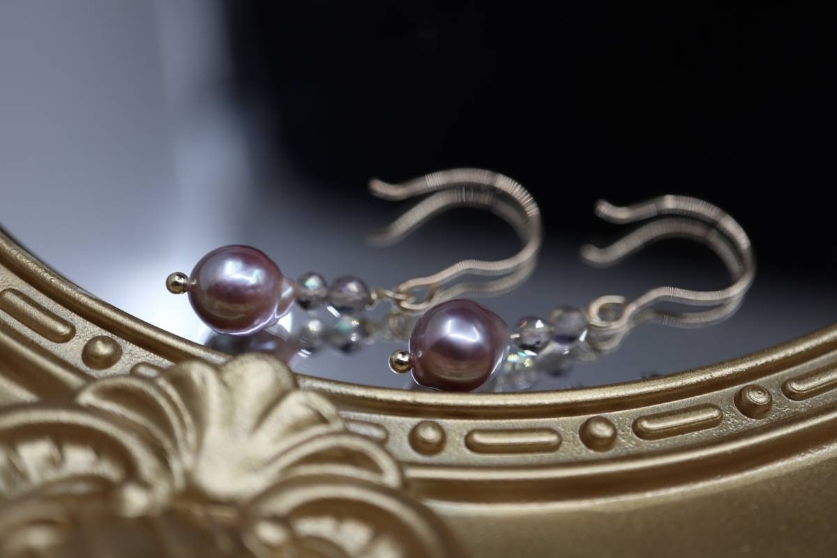 Gold Earrings, Earrings, Drop Earrings, Baroque Pearl, Crystal Bead Earrings, Real Pearl Earrings, Girly Earrings, Nickel Free Earrings
