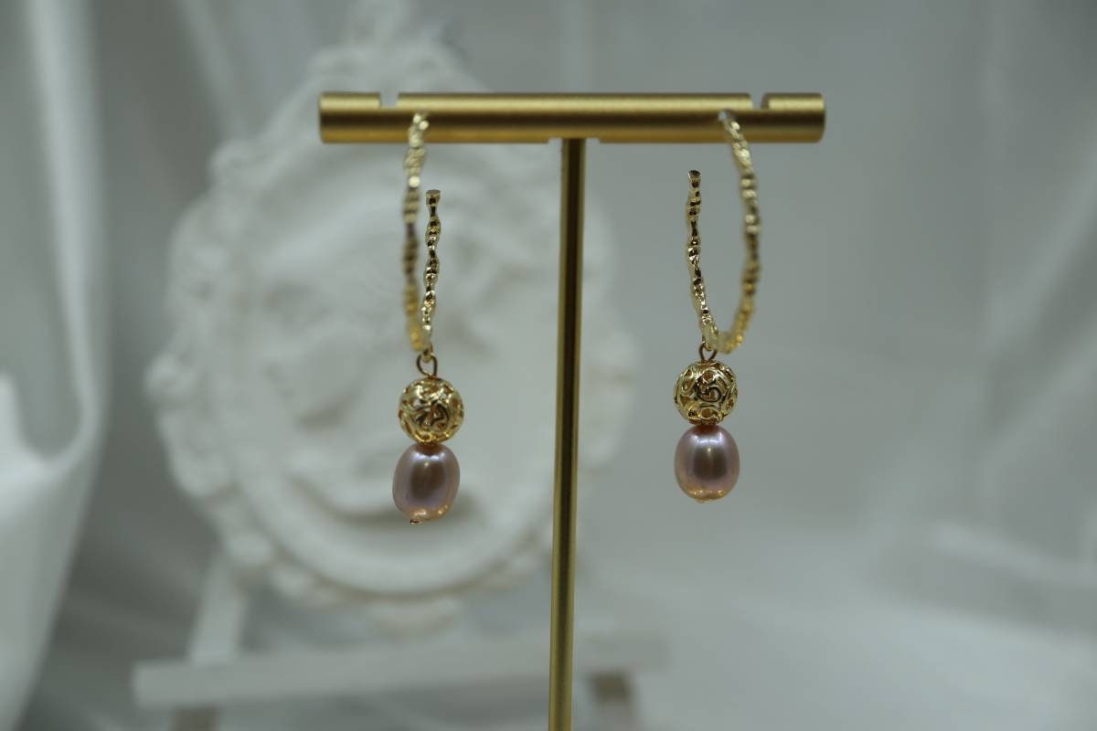 Vintage Hoop Earrings, Fresh Water Pearl Earrings, Fashion Earrings, Hoop Earrings,Birthday Gift, Hand Made Earrings