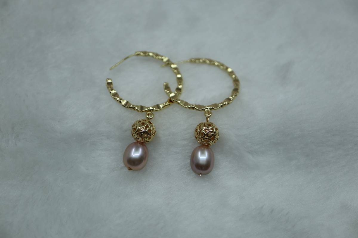 Vintage Hoop Earrings, Fresh Water Pearl Earrings, Fashion Earrings, Hoop Earrings,Birthday Gift, Hand Made Earrings