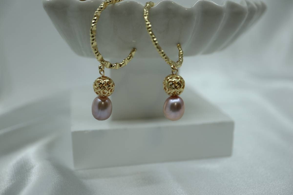 Vintage Hoop Earrings, Fresh Water Pearl Earrings, Fashion Earrings, Hoop Earrings,Birthday Gift, Hand Made Earrings