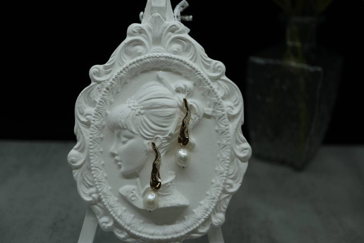 14K Gold Earrings, Dangling Earrings, Pearl Earrings, Bridal Jewelry, Birthday Gift, Handmade Earrings, Hypoallergenic Earrings