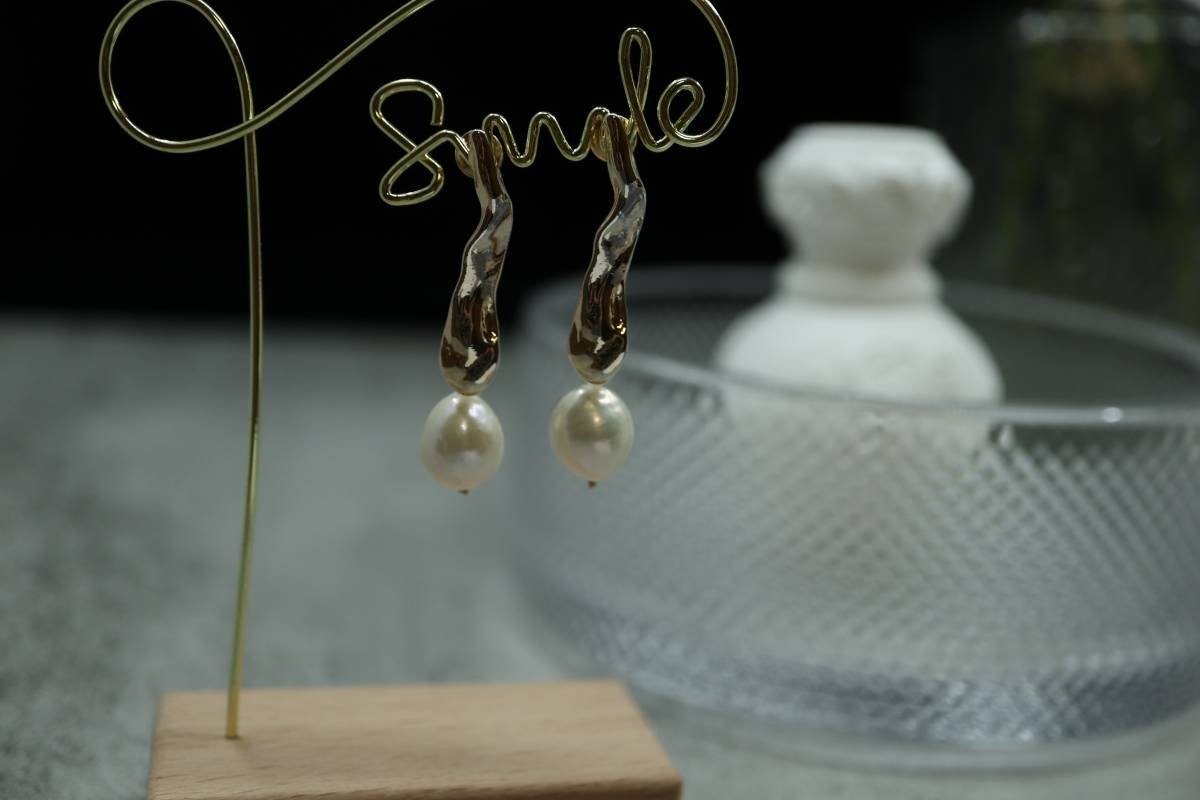14K Gold Earrings, Dangling Earrings, Pearl Earrings, Bridal Jewelry, Birthday Gift, Handmade Earrings, Hypoallergenic Earrings