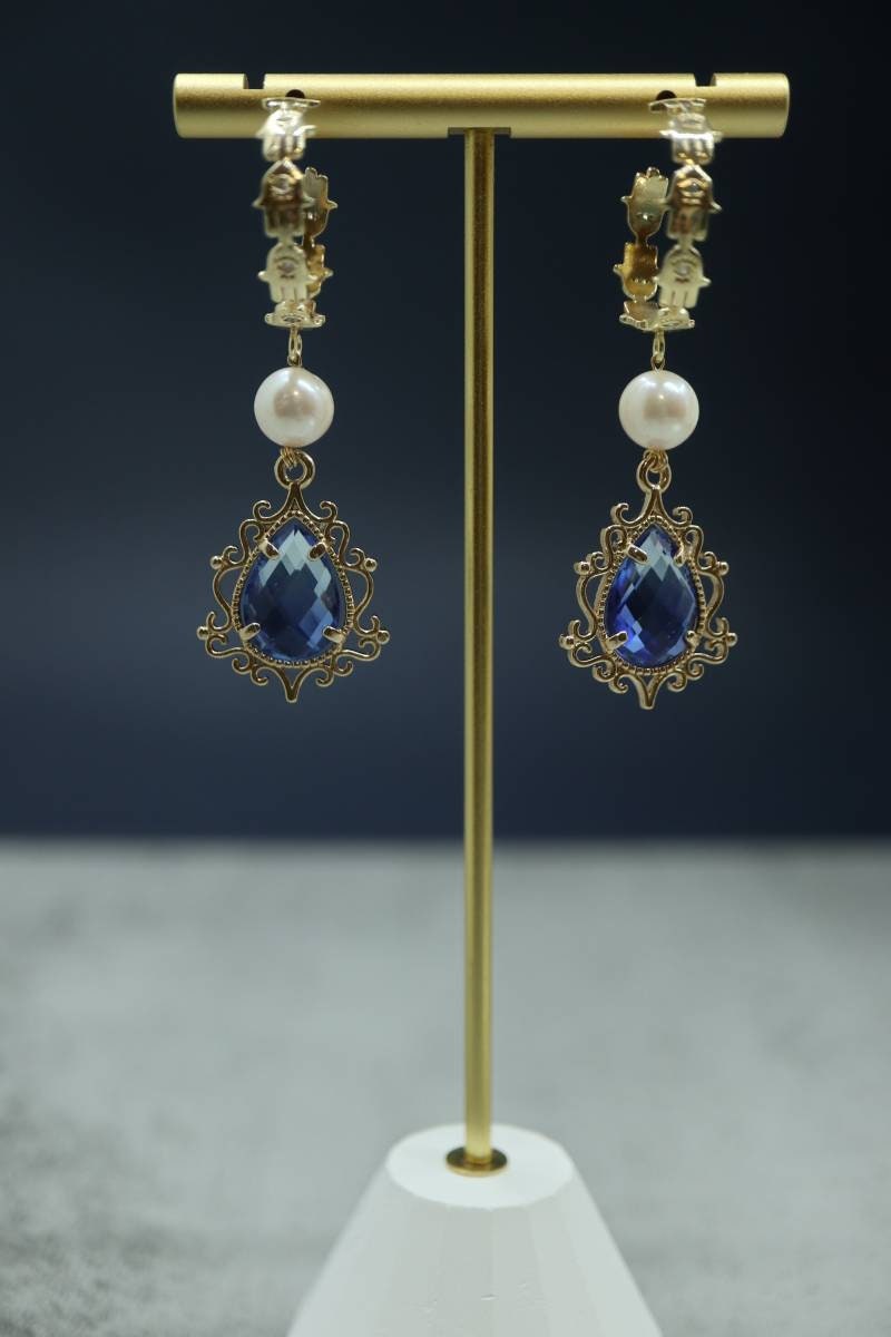 Vintage Earrings,14K Gold Earrings, Dangling Earrings, Pearl Earrings, Bridal Jewelry, Birthday Gift, Handmade Earrings, Fresh Water Pearl