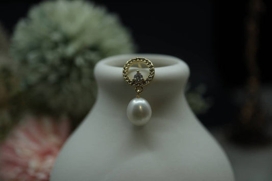 Vintage Earrings,14K Gold Earrings, Dangling Earrings, Pearl Earrings, Bridal Jewelry, Birthday Gift, Handmade Earrings, Fresh Water Pearl