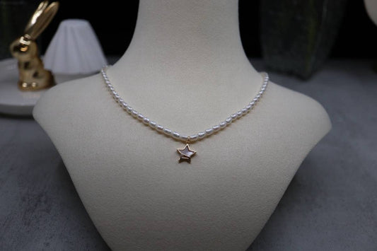 Pearl Necklace, Handmade Jewelry, Mother of Pearl, Bridal Jewelry, Birthday Gift, Bead Necklace, Fresh Water Pearl, Fashion Jewelry