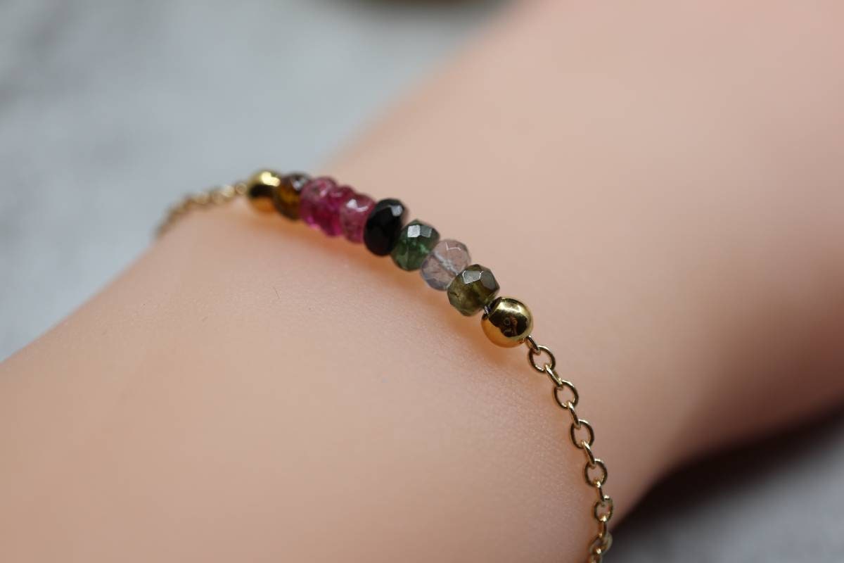 Tourmaline Bracelet, 14k Gold Plate Bracelet, Dainty Bracelet