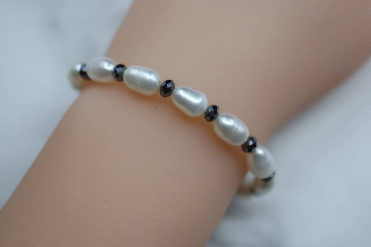 Terahertz Pearl Beads Bracelet, Natural Pearl Bracelet, Crystal Bracelet
