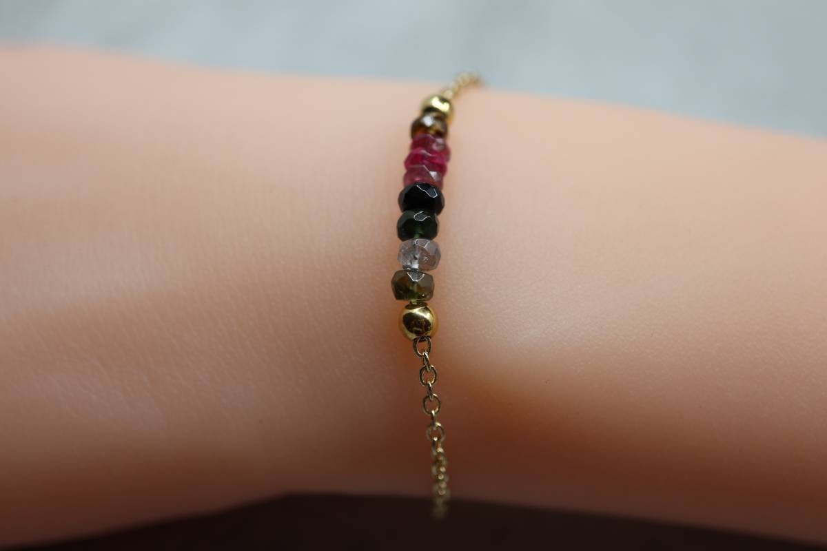 Tourmaline Bracelet, 14k Gold Plate Bracelet, Dainty Bracelet