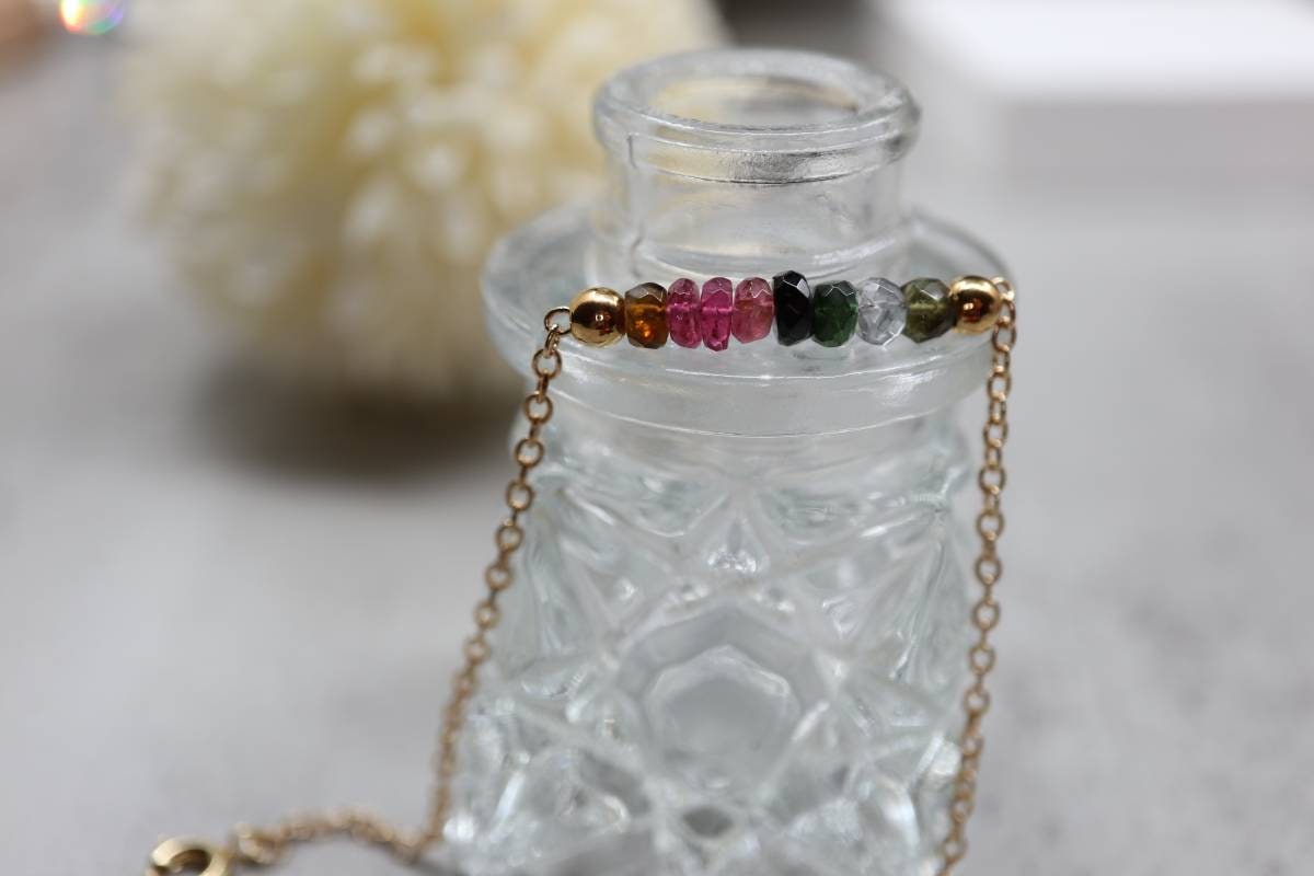 Tourmaline Bracelet, 14k Gold Plate Bracelet, Dainty Bracelet