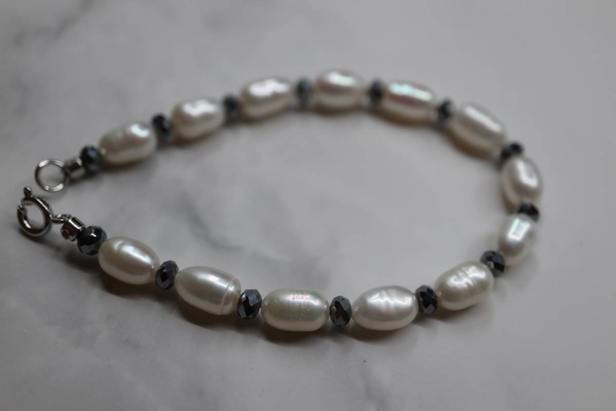 Terahertz Pearl Beads Bracelet, Natural Pearl Bracelet, Crystal Bracelet