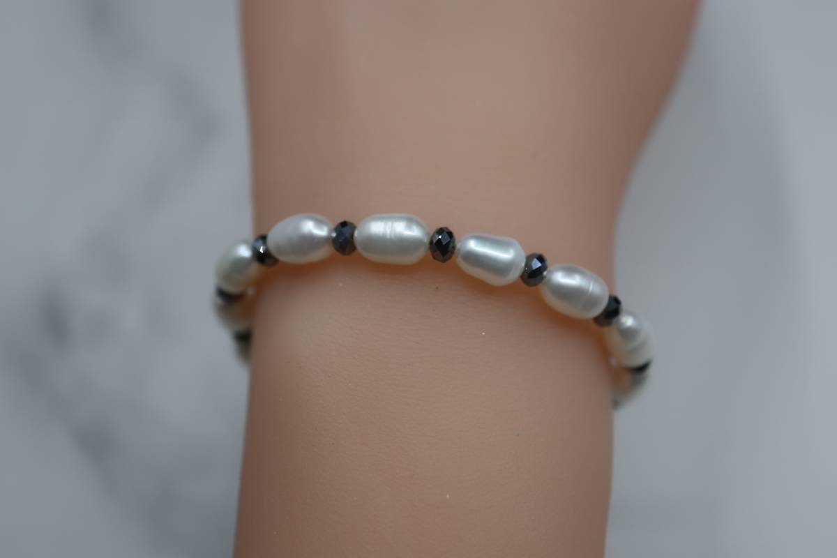 Terahertz Pearl Beads Bracelet, Natural Pearl Bracelet, Crystal Bracelet