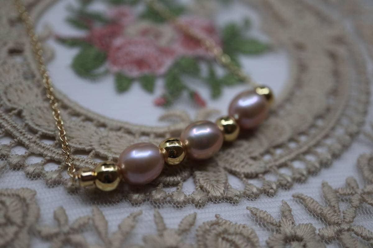 Necklace for women, Necklace Chain, Natural Pink Pearl Necklace, Gold Chain, Pearl Necklace,