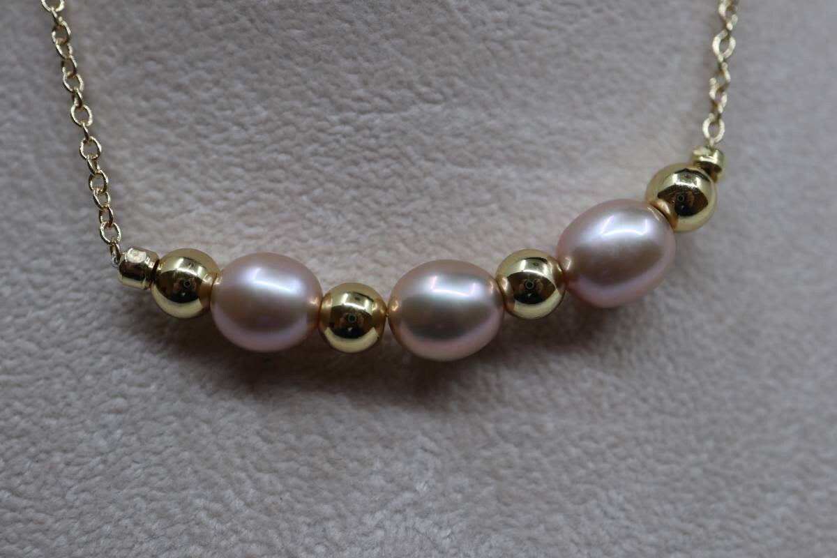 Necklace for women, Necklace Chain, Natural Pink Pearl Necklace, Gold Chain, Pearl Necklace,