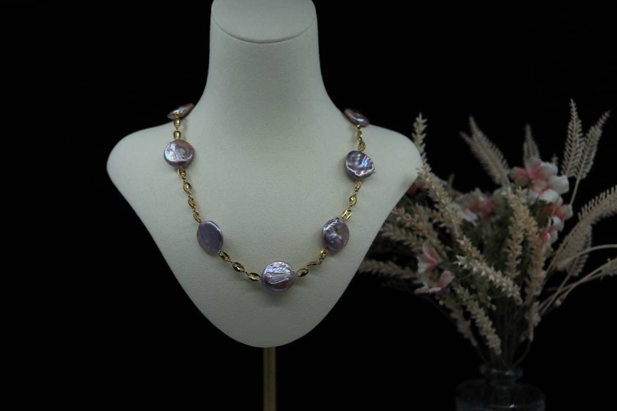 Natural Purple Pearl Necklace, Vintage Necklace, Fashion Jewelry, Pearl Jewelry