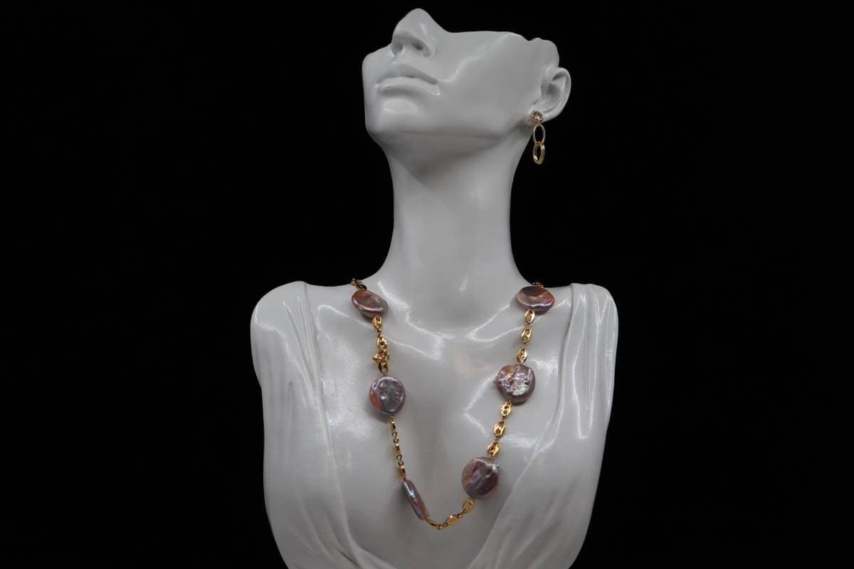 Natural Purple Pearl Necklace, Vintage Necklace, Fashion Jewelry, Pearl Jewelry