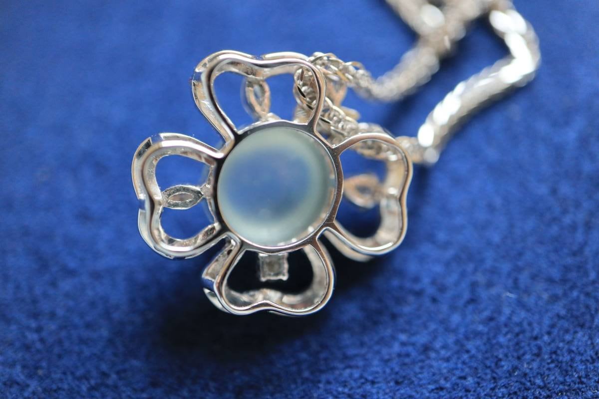Ruby Diamond Pendant, Burmese Jade Pendant, 18K White Gold Pendant, Four Leaves Lucky Pendant, High Quality Jade Pedant, Women's Jewelry