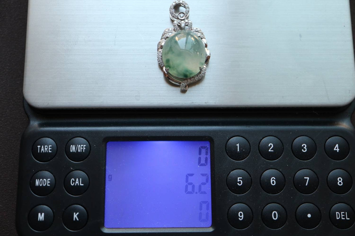Bi-color Ice Transparent Jade Pendant, Burmese Jade Pendant, 18K White Gold Jade Pendant, Diamond Pendant, Natural Jade, Non-treated Jade
