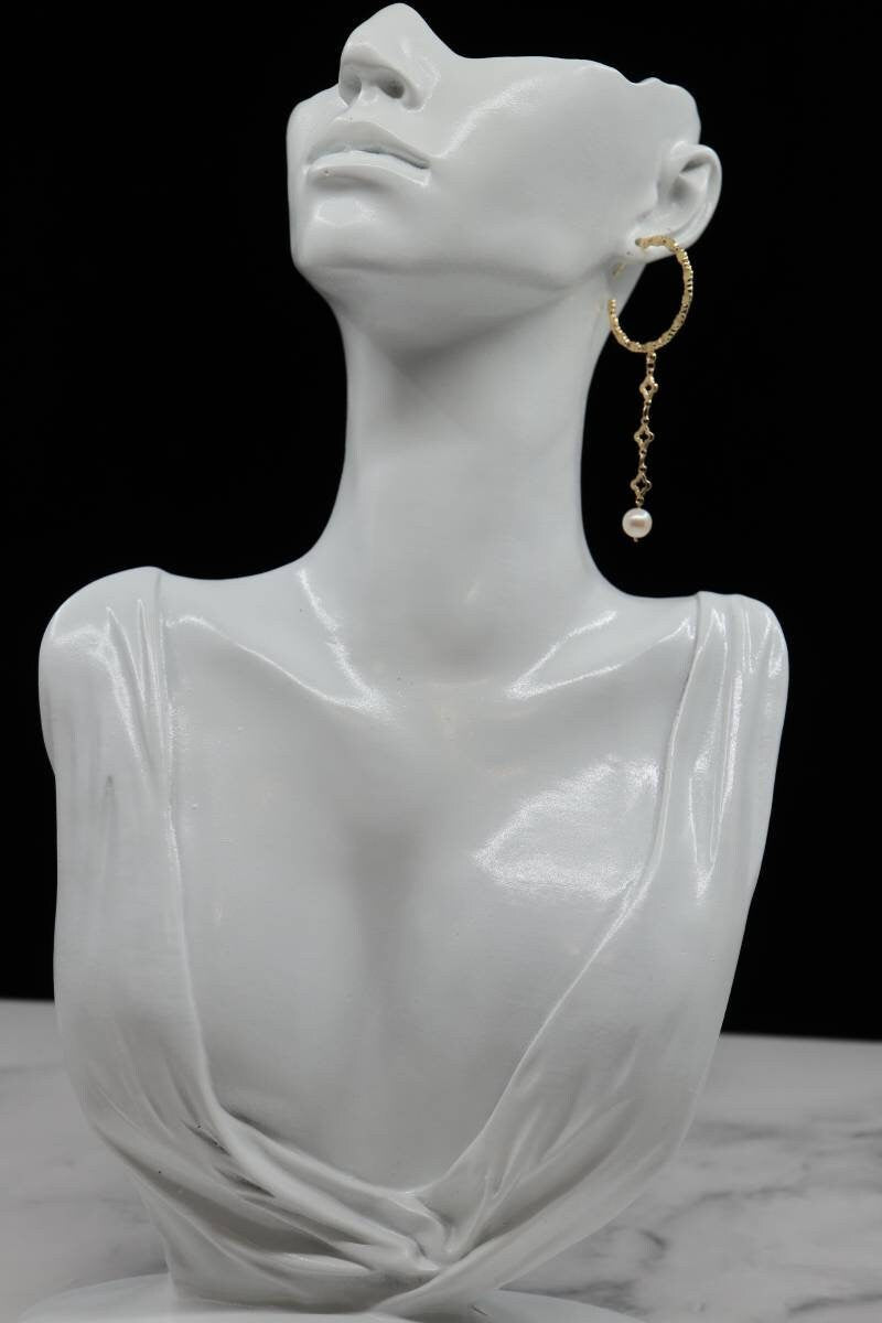 High Quality Pearl Hook Earrings, Freshwater Pearl Earrings, Gold Plated Earrings, Minimalism