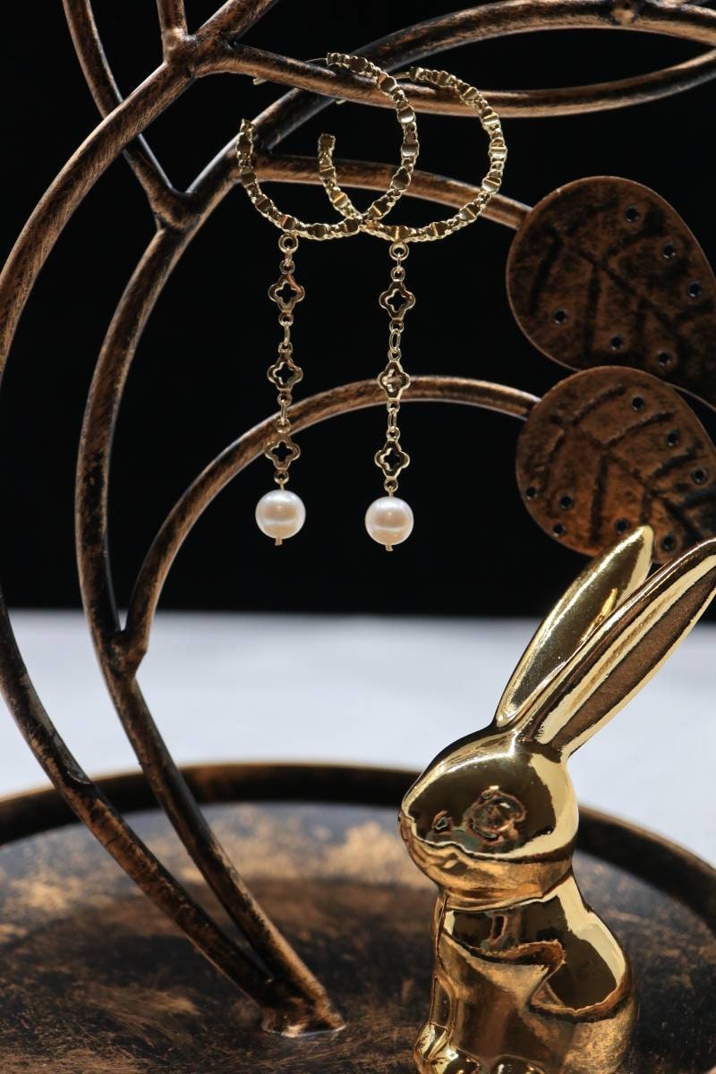 High Quality Pearl Hook Earrings, Freshwater Pearl Earrings, Gold Plated Earrings, Minimalism