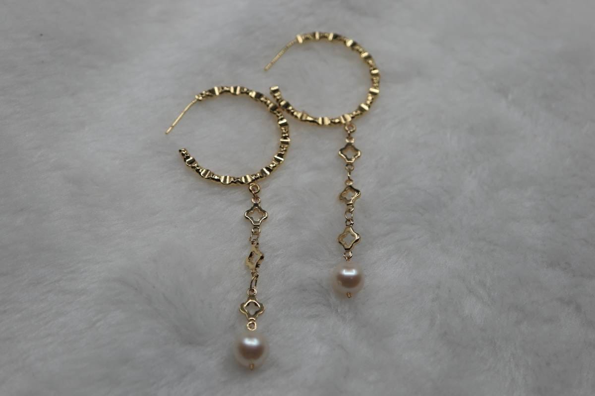 High Quality Pearl Hook Earrings, Freshwater Pearl Earrings, Gold Plated Earrings, Minimalism