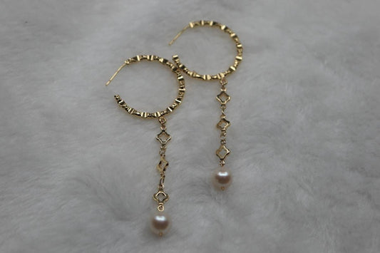 High Quality Pearl Hook Earrings, Freshwater Pearl Earrings, Gold Plated Earrings, Minimalism
