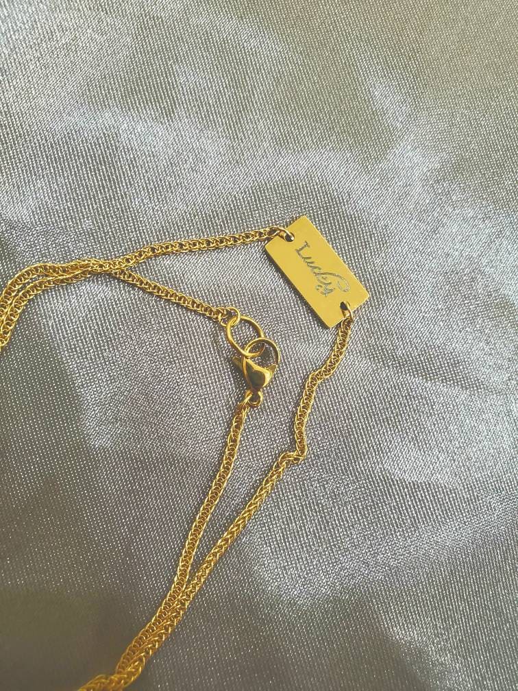 Gold Plated Stainless Steel Necklace, Water friendly Necklace, Tarnish Free Gold Necklace, Lucky Charm