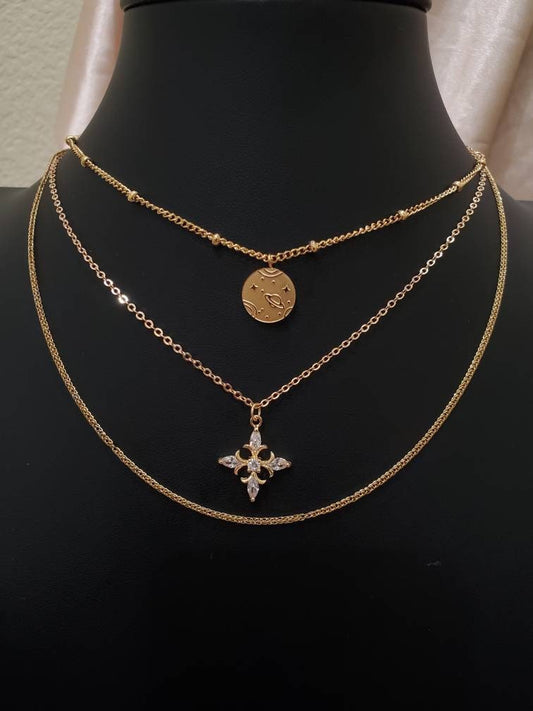 Gold Necklace with Cute Planet Pendant