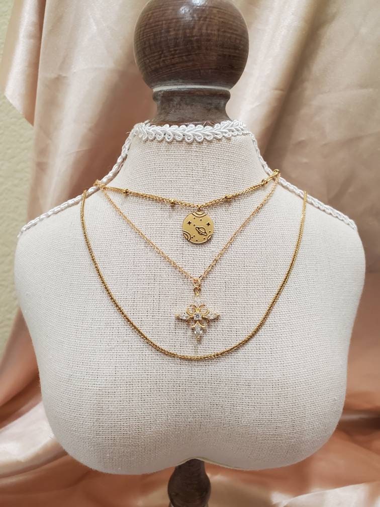 Gold Necklace with Cute Planet Pendant