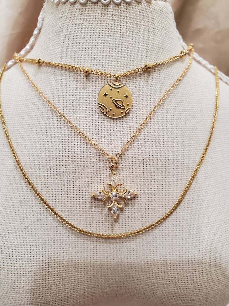 Gold Necklace with Cute Planet Pendant