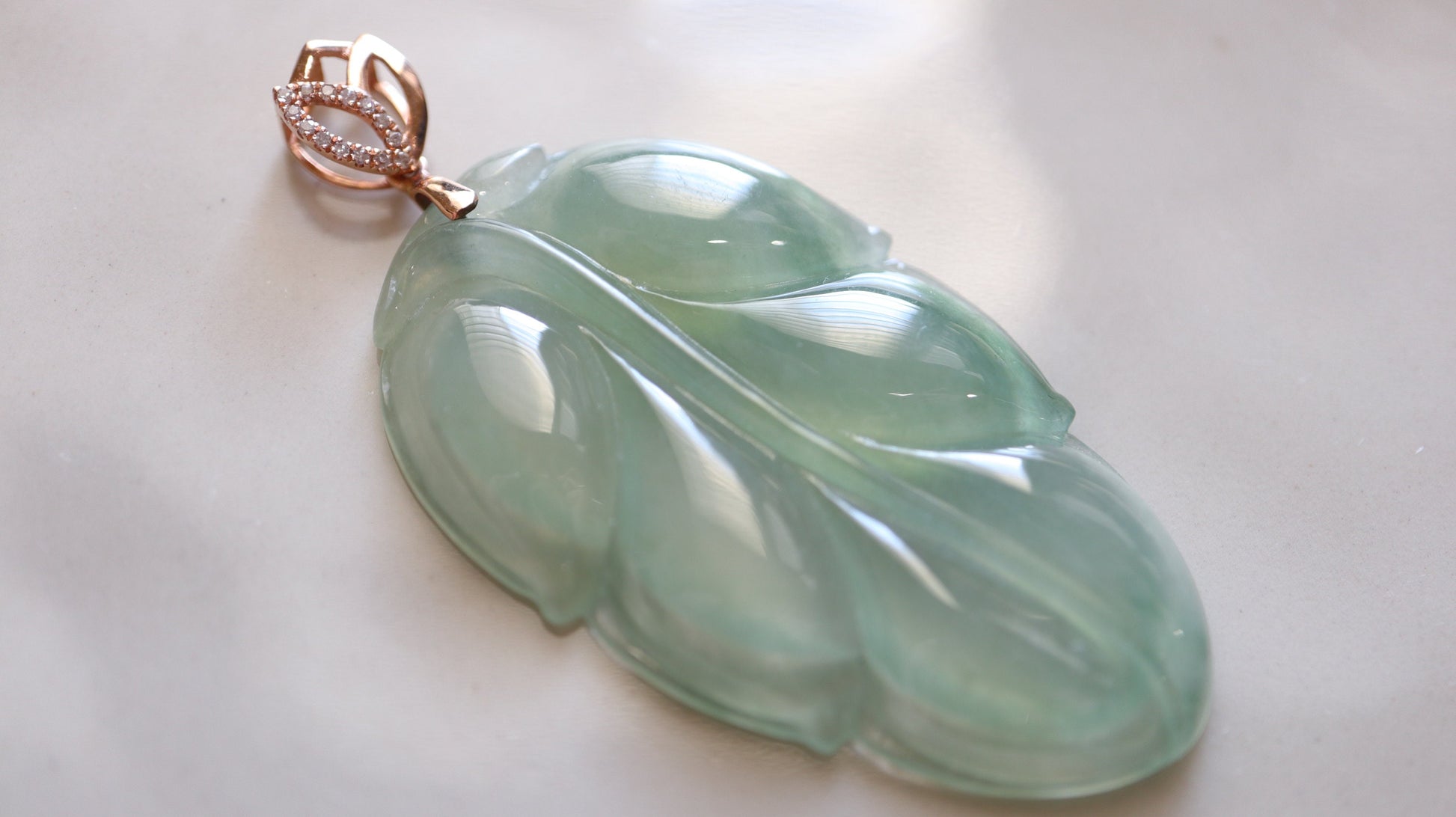 Bi-color Ice Transparent Jade Pendant, Burmese Jade Pendant, 18K Gold Jade Pendant, Diamond Pendant, Natural Jade, Non-treated Jade
