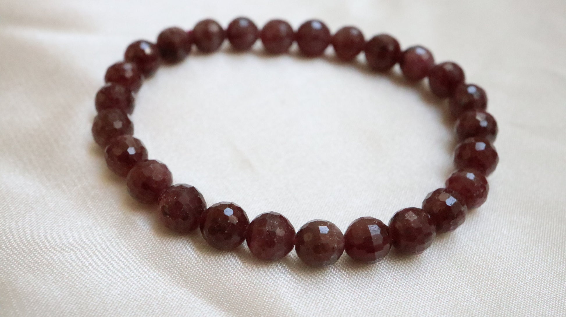 Ruby Diamond Cut Bead Bracelet