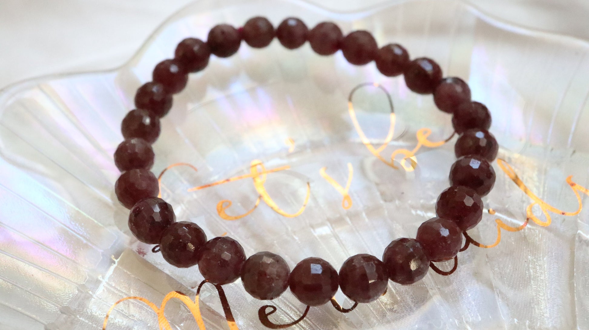 Ruby Diamond Cut Bead Bracelet