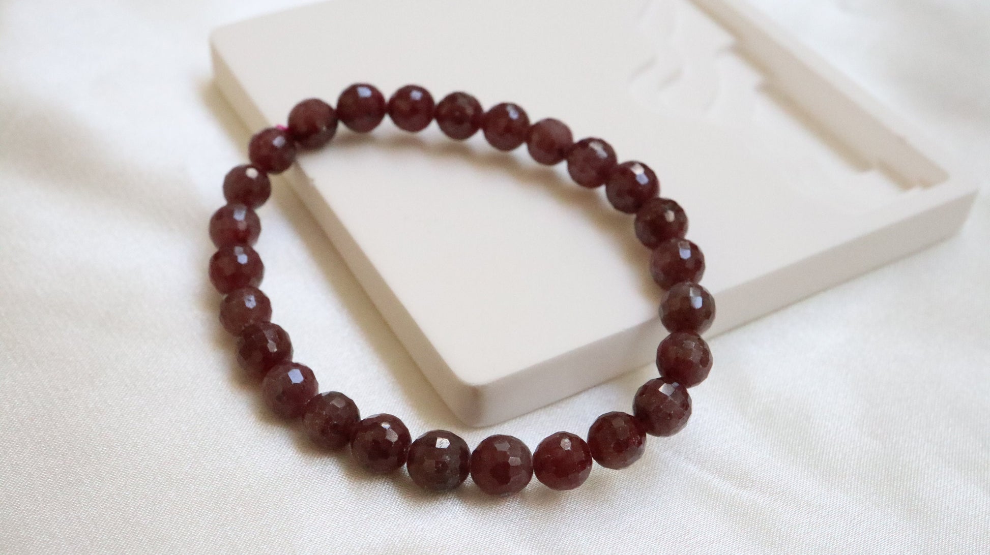 Ruby Diamond Cut Bead Bracelet