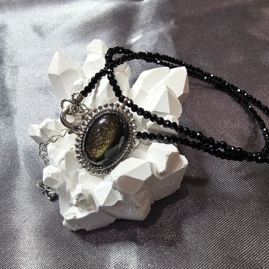 Spinel Chocker and Necklace with Golden Obsidian Stone