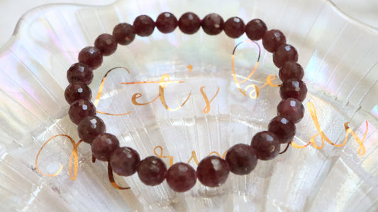 Ruby Diamond Cut Bead Bracelet