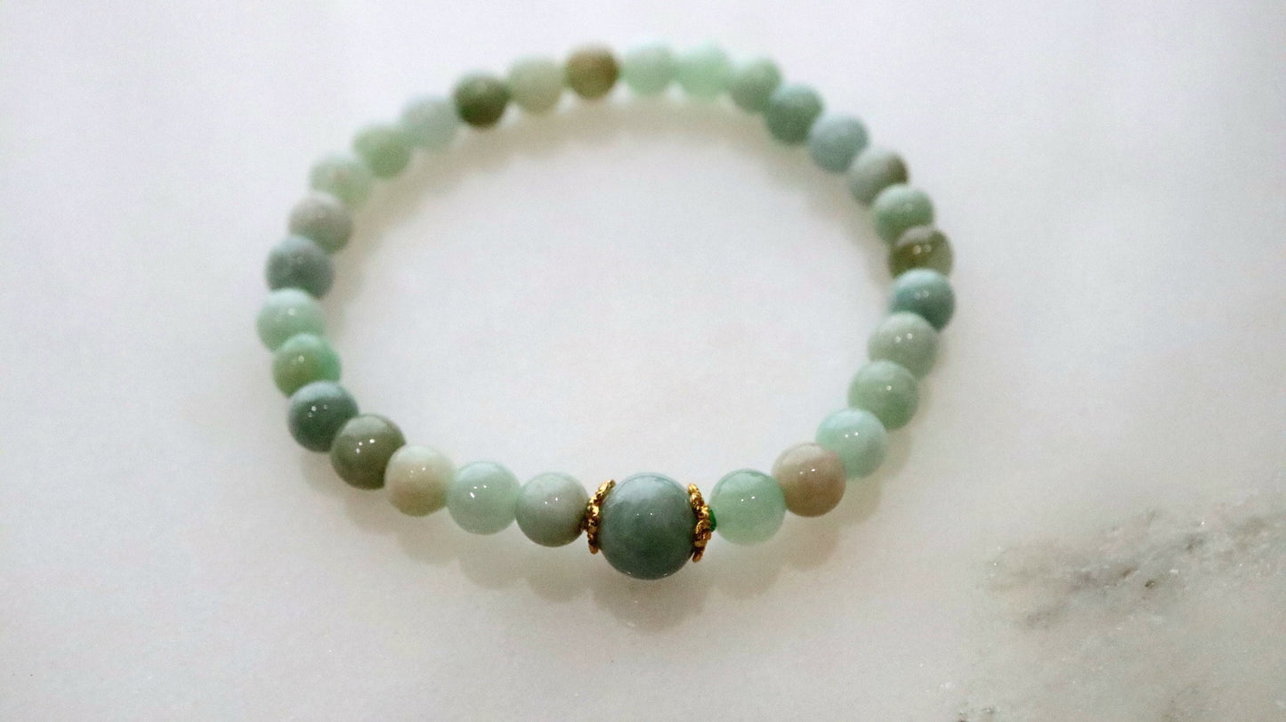 Burmese Jade Bracelect, Jade Bead Bracelet, Genuine Burmese Jade