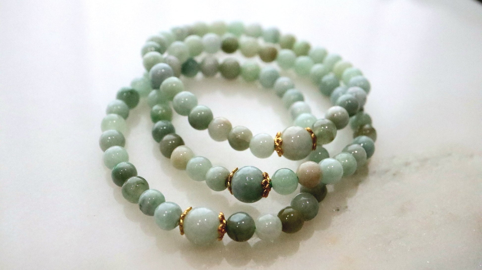 Burmese Jade Bracelect, Jade Bead Bracelet, Genuine Burmese Jade